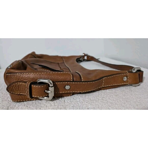 Fossil Camel Brown Leather Medium Shoulder Bag w/ Key - Picture 5 of 16